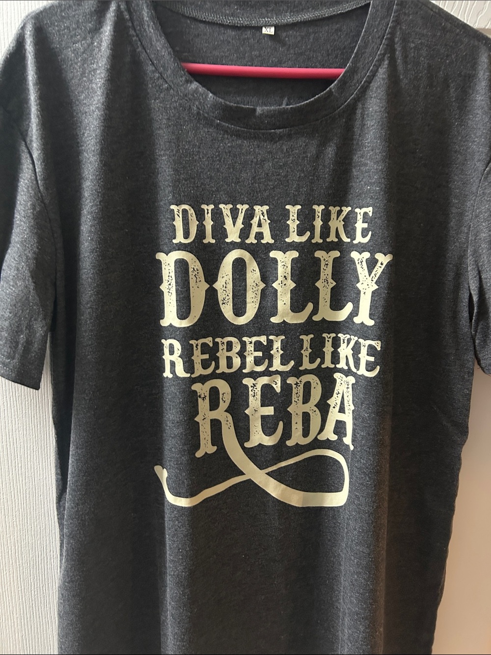 Charcoal Gray Shirt, XL, Diva Like Dolly, Rebel Like Reba